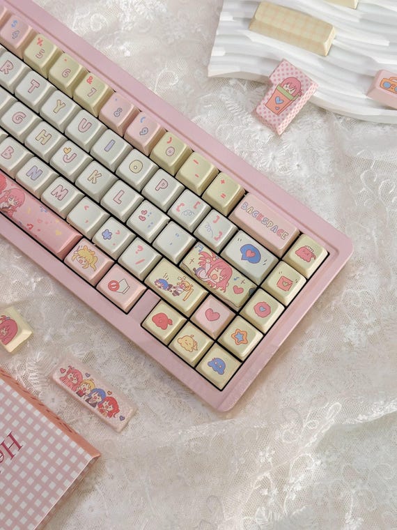 Cute Bocchi the Rock Theme Keycap Set for Mechanical Keyboard, Kawaii Keycaps, Anime Keycap Set, Cherry Profile, PBT Dye-Sub, 149pcs
