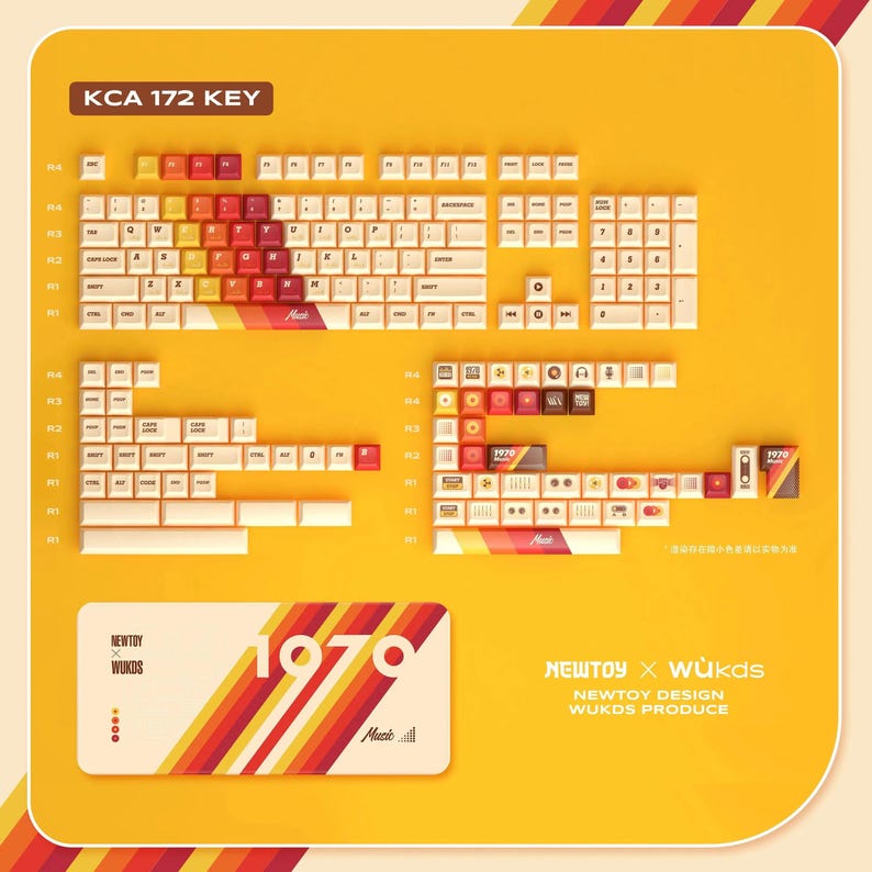 Cool 1970 Retro Music Theme Keycap Set - Thumbnail 2