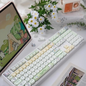 Cute Pochacco Theme Green Keycap Set for Mechanical Keyboard, Kawaii Keycaps, Artisan Keycaps, PBT Dye-Sub, MOA Profile, 148pcs image 6