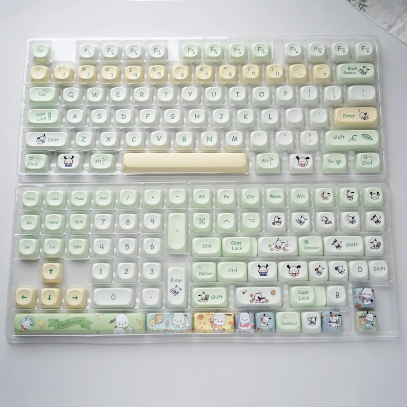 Cute Pochacco Theme Green Keycap Set for Mechanical Keyboard, Kawaii Keycaps, Artisan Keycaps, PBT Dye-Sub, MOA Profile, 148pcs image 8