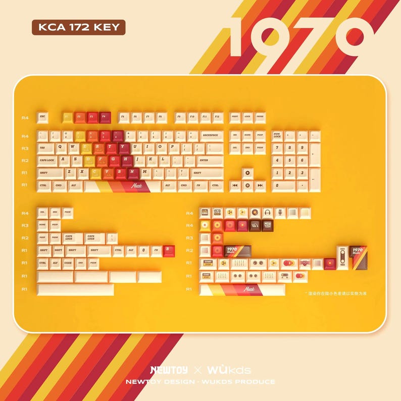 Cool 1970 Retro Music Theme Keycap Set