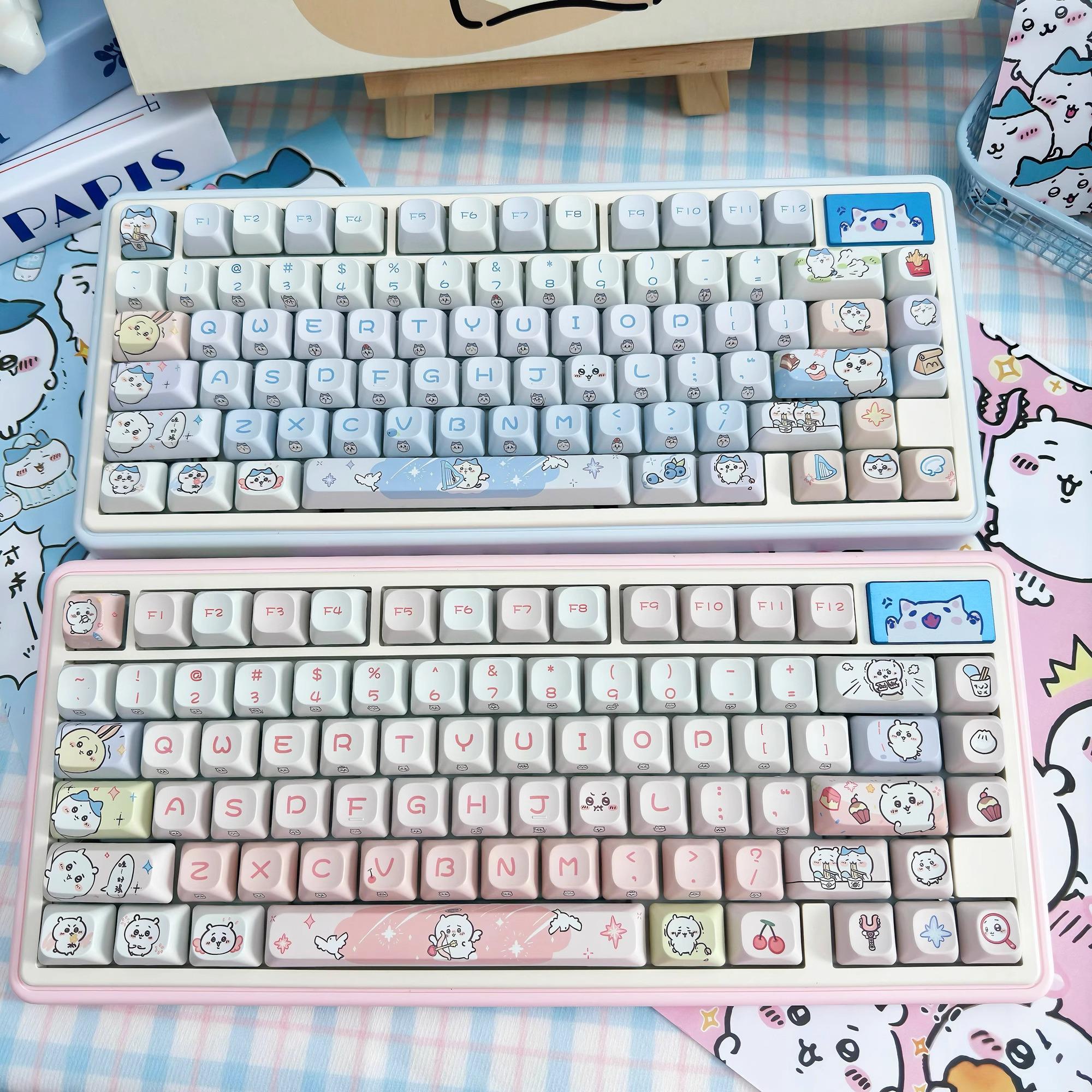 かわいいピンクのちいかわテーマ職人キーキャップセット、メカニカル