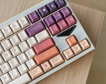 Cute Sunset Theme PBT Gradient Keycaps Set for Mechanical Keyboard, Cherry Profile, Dye-Sub, Mx(+)Switches, 143pcs