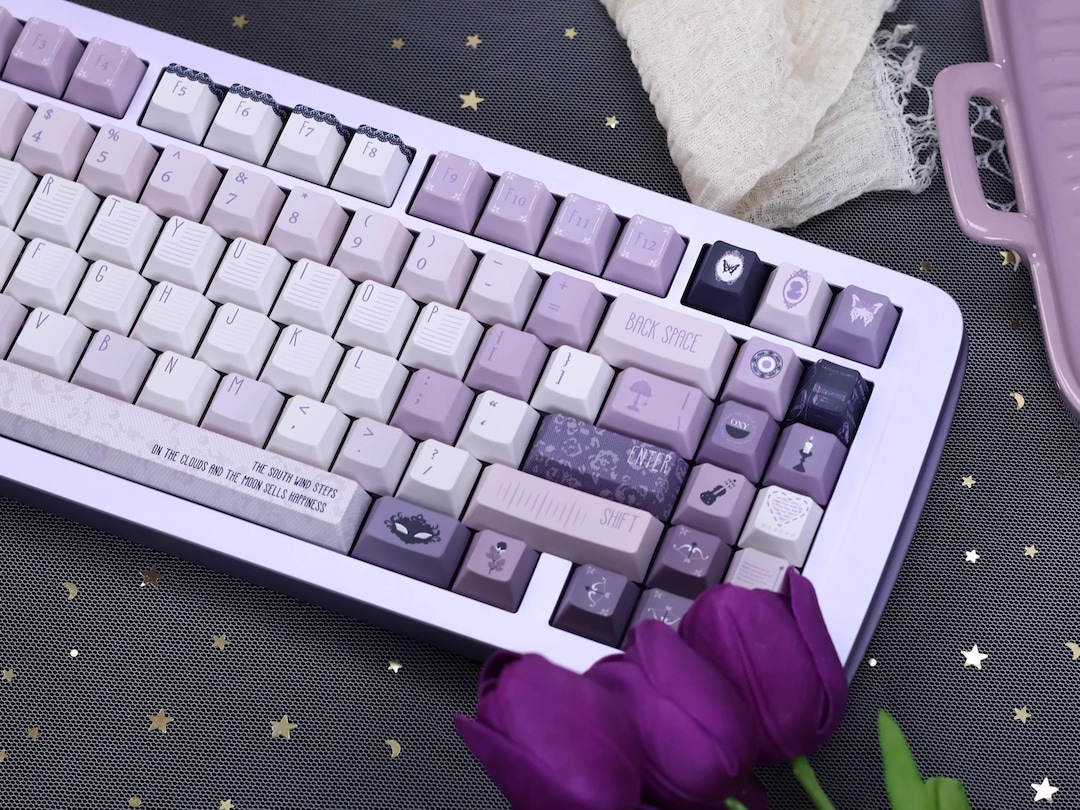 Violet Theme Cool Purple Keycaps Set for Mechanical Keyboard, Artisan ...