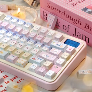 Cute Chiikawa Theme Backlit Keycap Set for Mechanical Keyboard, Side Print Keycaps, Cherry Profile, PBT Dye-Sub, Mx(+)Switches, 135pcs