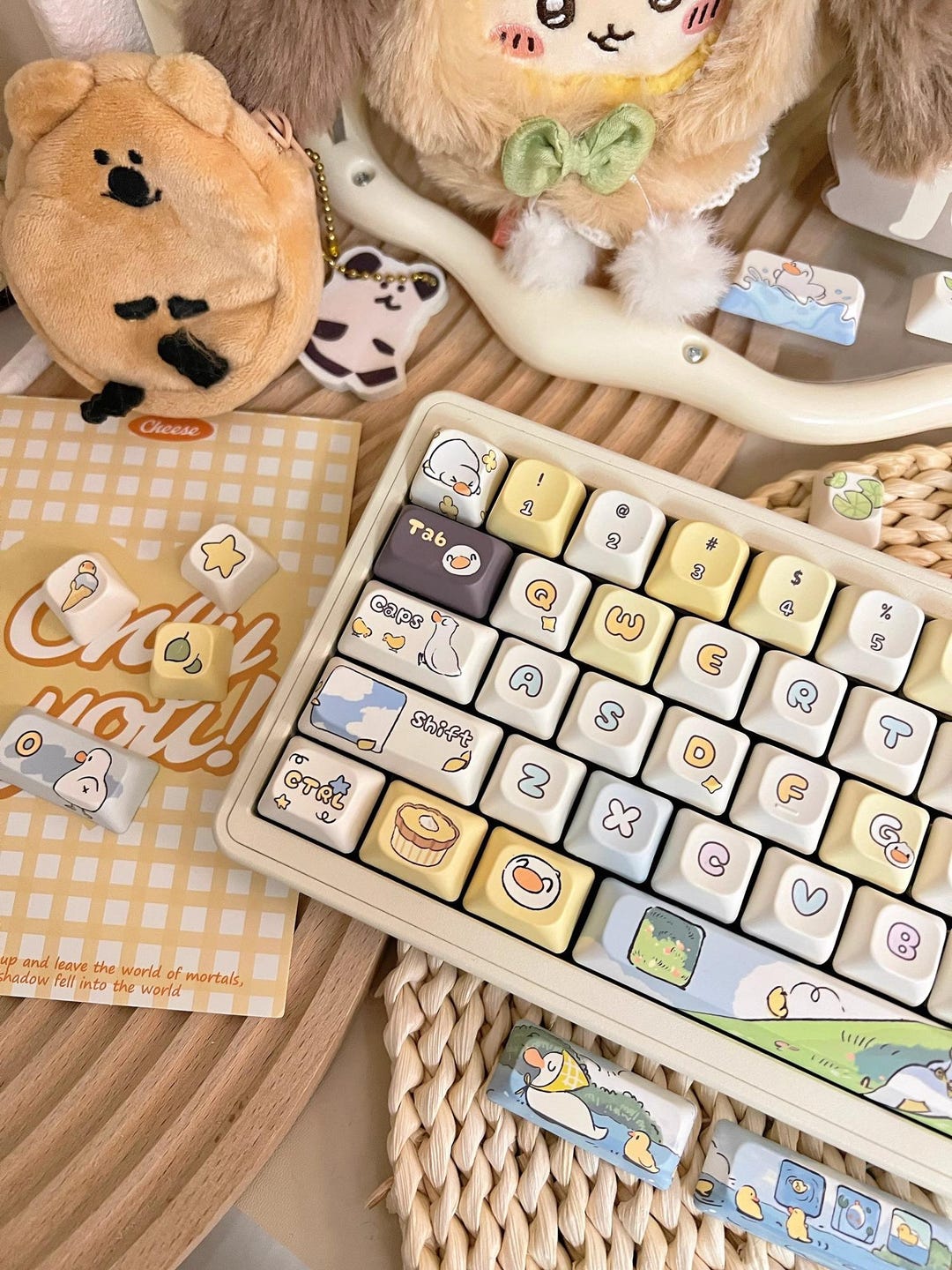 Cute Happy Duck Theme Artisan Keycap Set for Mechanical Keyboard ...
