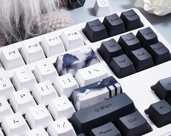 Japanese Samurai Theme PBT ISO Keycaps Set for Mechanical Keyboard, Cool Keycaps, OEM Keycaps, Pbt Dye-Sub, Mx(+) Switches, 140/144pcs