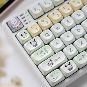 Cute Pochacco Theme Green Keycap Set for Mechanical Keyboard, Kawaii Keycaps, Artisan Keycaps, PBT Dye-Sub, MOA Profile, 148pcs image 4