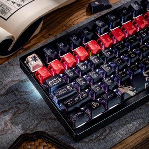 Cool Black Sun Wukong-thematoetsenset voor mechanisch toetsenbord, ISO-toetsen, kersenprofiel, PBT-kleurstof, MX(+)-schakelaars, 146-delig