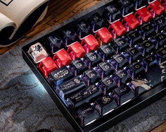 Cool Black Sun Wukong Theme Keycaps Set for Mechanical Keyboard, ISO Keycaps, Cherry Profile, PBT Dye-Sub, Mx(+)Switches, 146pcs