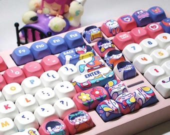 Cute Little Girl's Life Theme Keycap Set for Mechanical Keyboard, ISO Keycaps, Cherry / MOA Profile, Pbt Dye-Sub, Mx(+)Switches, 131pcs