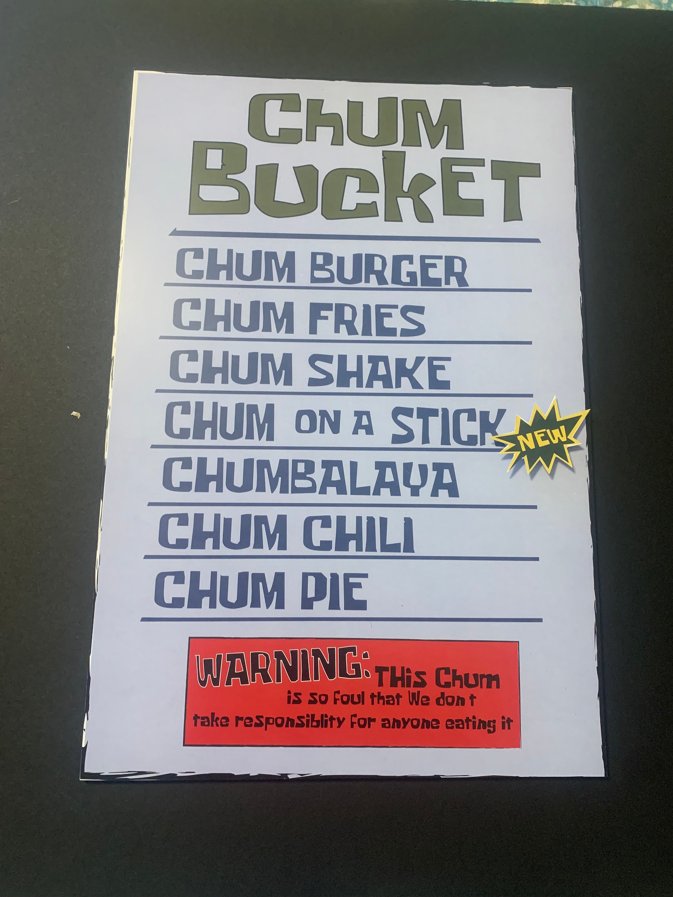 Chum Bucket Menu