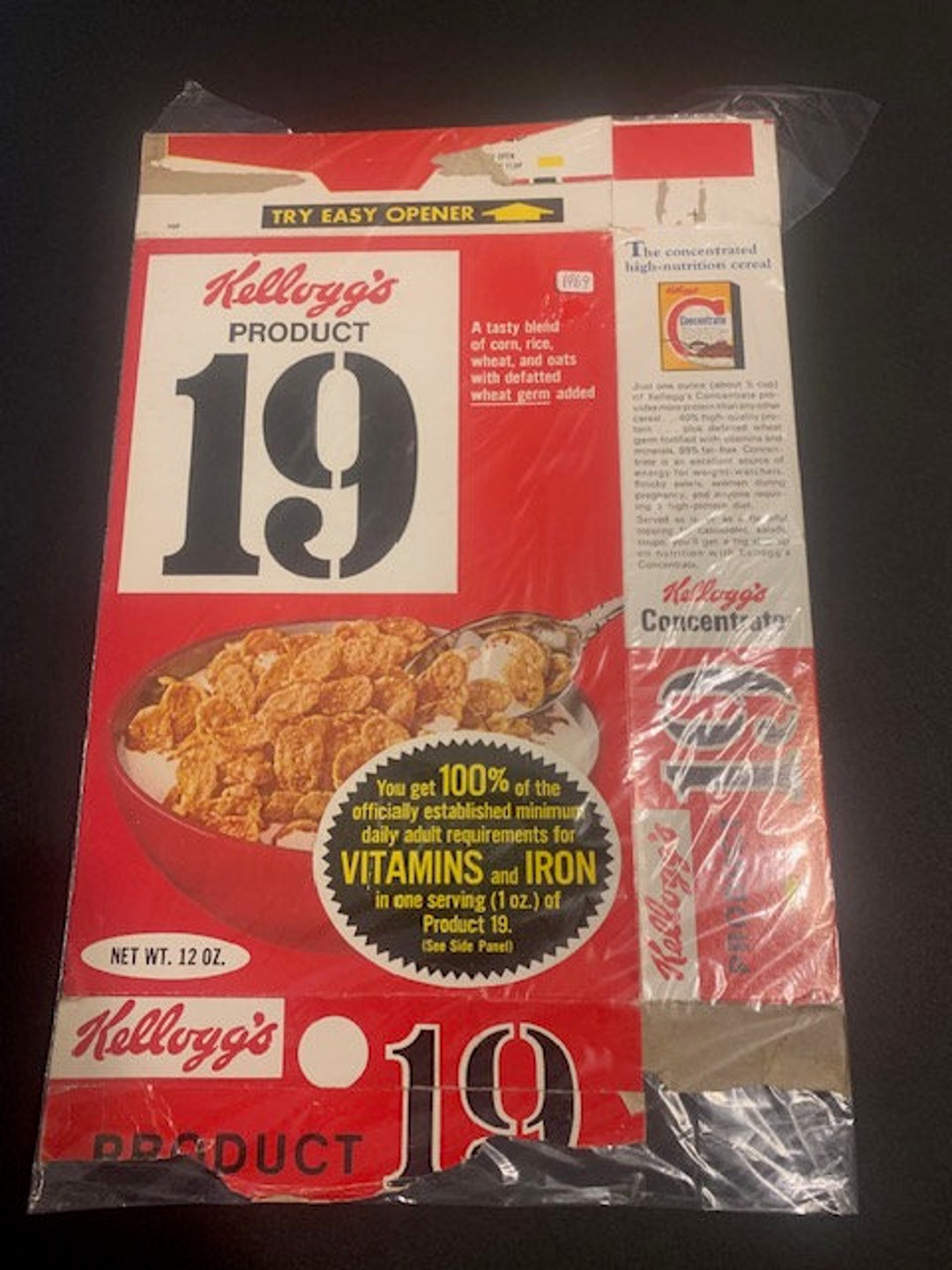 Vintage 1969 Kellogg's Product 19 Cereal Box Flattened Etsy