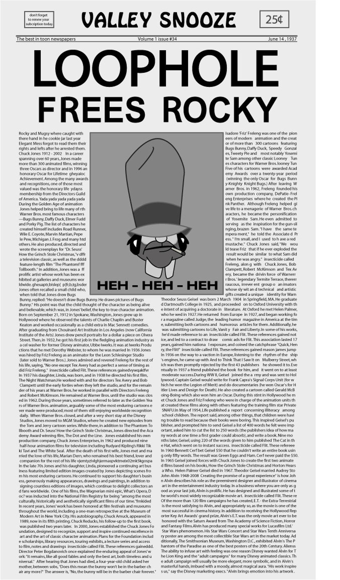 Looney Tunes Rocky and Mugsy Classic Newspaper Etsy