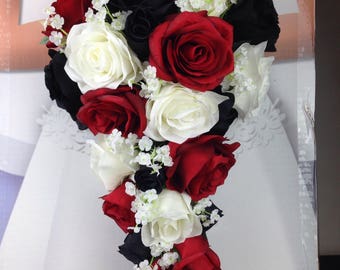 red wedding bouquet etsy