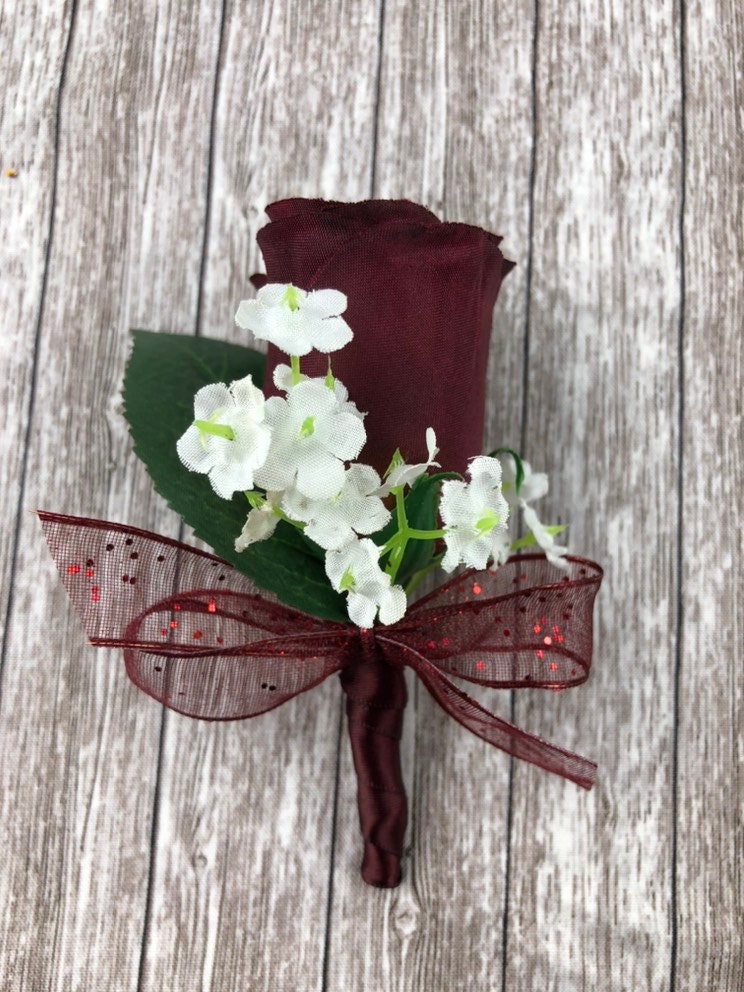 corsage for burgundy prom dress Standard Blush and Burgundy Prom Corsage and Boutonniere Set | BowKay Designs