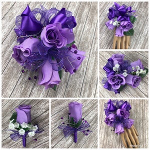 New Artificial Purple Rose Corsage | Purple Rose Mother's Corsage |  Purple Prom Corsage, Purple Prom Bout | Prom Flowers