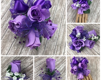 New Artificial Purple Rose Corsage | Purple Rose Mother's Corsage |  Purple Prom Corsage, Purple Prom Bout | Prom Flowers