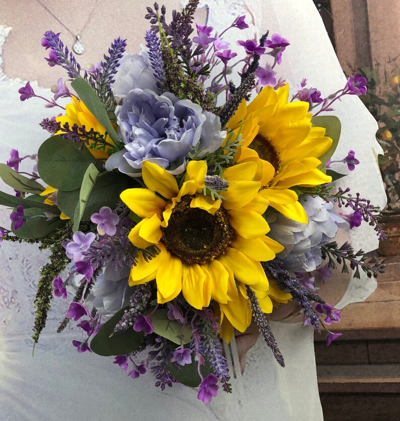 Artificial Lavender and Sunflower Bouquet Lavender and Etsy