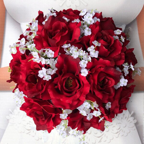Red Rose Wedding Bouquet Etsy