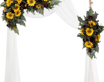 Sunflower Wedding Arch Flowers Plum Bridal Bouquet Plum Wedding Arch Flowers Plum and Sunflower Custom Wedding Arch Flowers