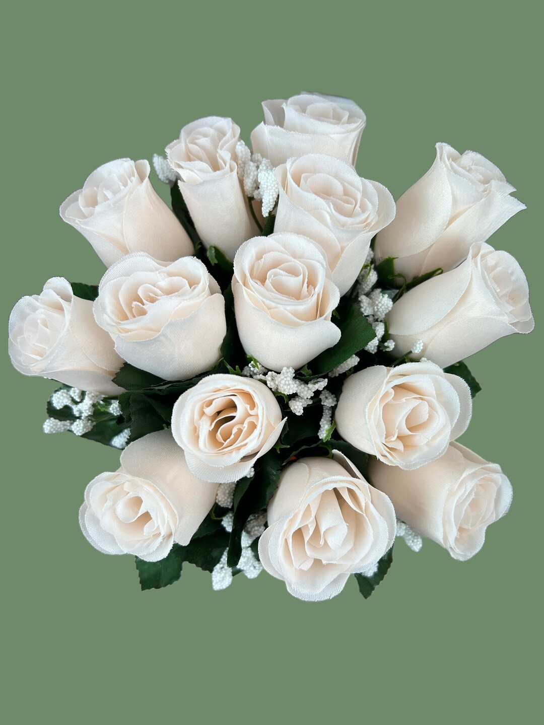 White Blush Roses Blush Blush Rosebuds Fake Blush Rose Bunch 14 Blush Rose Buds for ...
