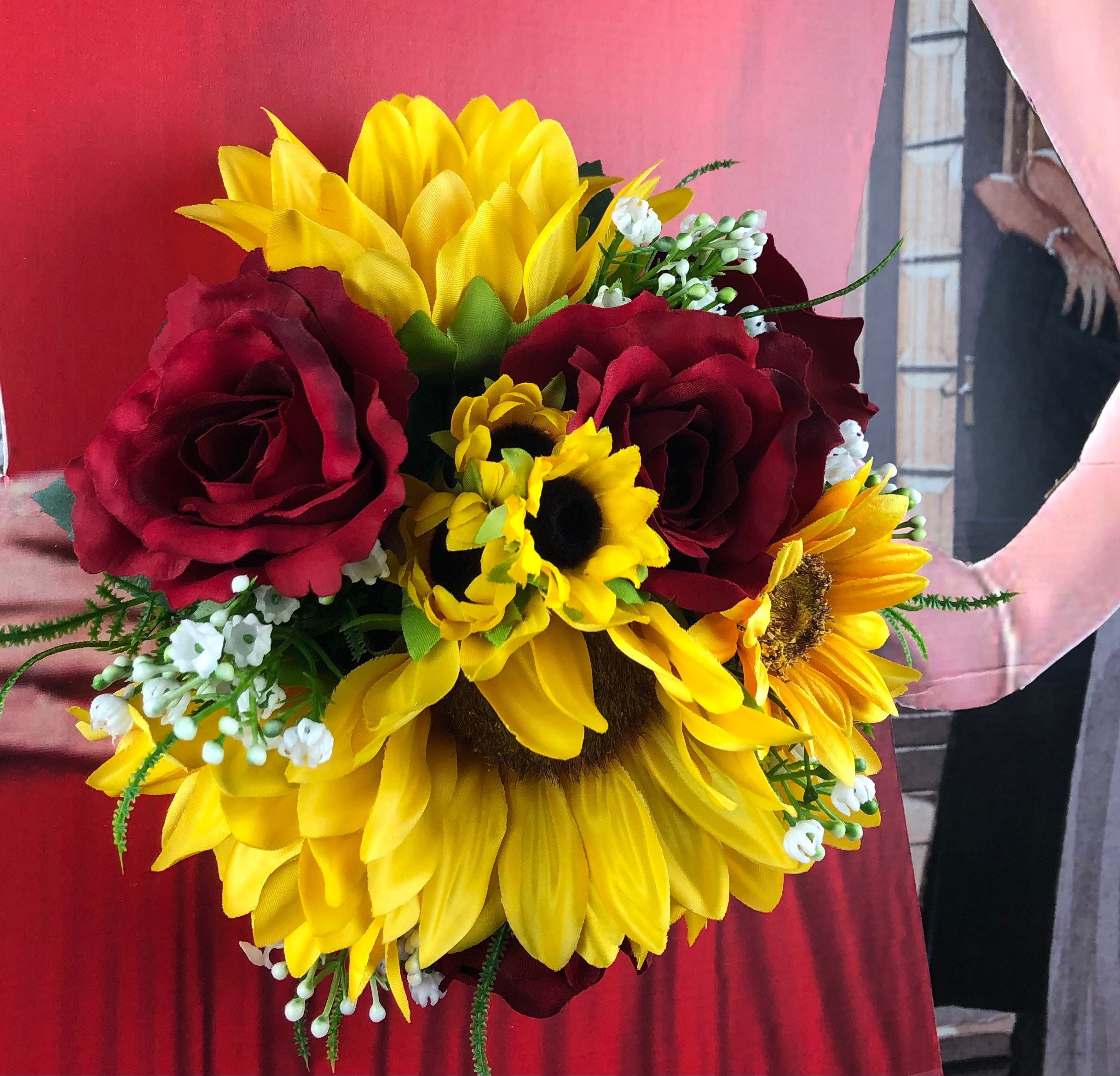Wedding flowers bridal bouquets decorations RED YELLOW Friends Lovers 7  bouquet
