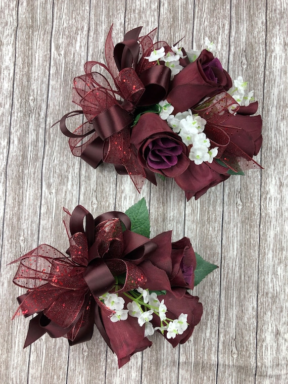 corsage to match burgundy dress Burgundy Rose Shoulder Corsage