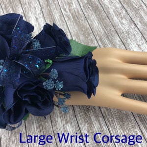 New Artificial Navy Rose Corsage, Blue Rose Mother's Corsage, Navy Boutonniere, Navy Prom Bout, Navy Prom Corsage image 10