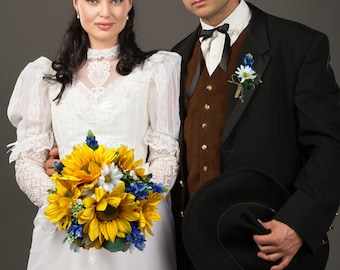 Texas Bluebonnet Bridal Bouquet Sunflower Bride's Bouquet with Texas Bluebonnets Daisies and Sunflowers Blue Bridal Bouquet Texas Wedding