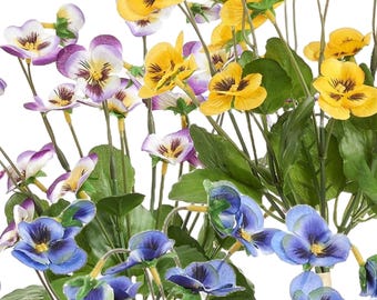 Fake Pansy Mini Pansy Flowers Artificial Pansy Yellow Pansy Purple Pansy Blue Pansy Spring Flowers Spring Decor Easter Pansies Faux Pansy