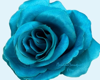 Turquoise Roses, Artificial Turquoise Roses 12 Turquoise Roses Bunch 12 Turquoise Roses Wedding DIY Rose, 4" Turquoise Fake Flowers