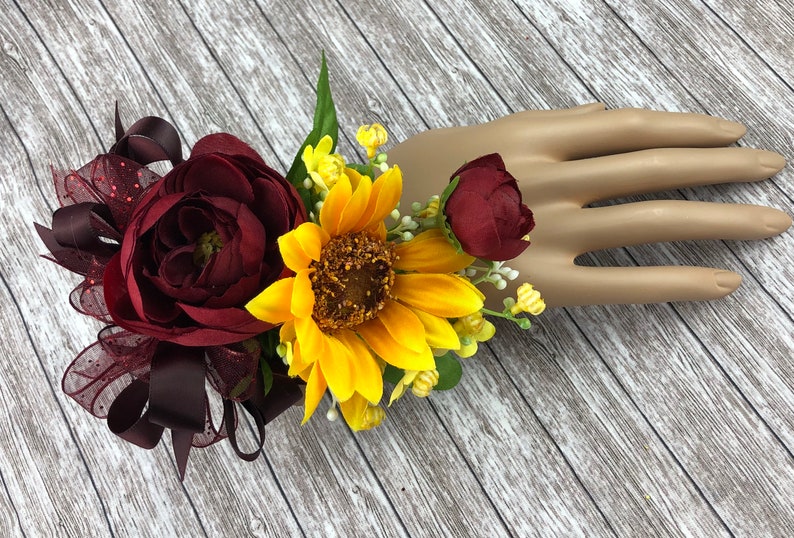 Artificial Burgundy Sunflower Bridal Bouquets Burgundy and Etsy