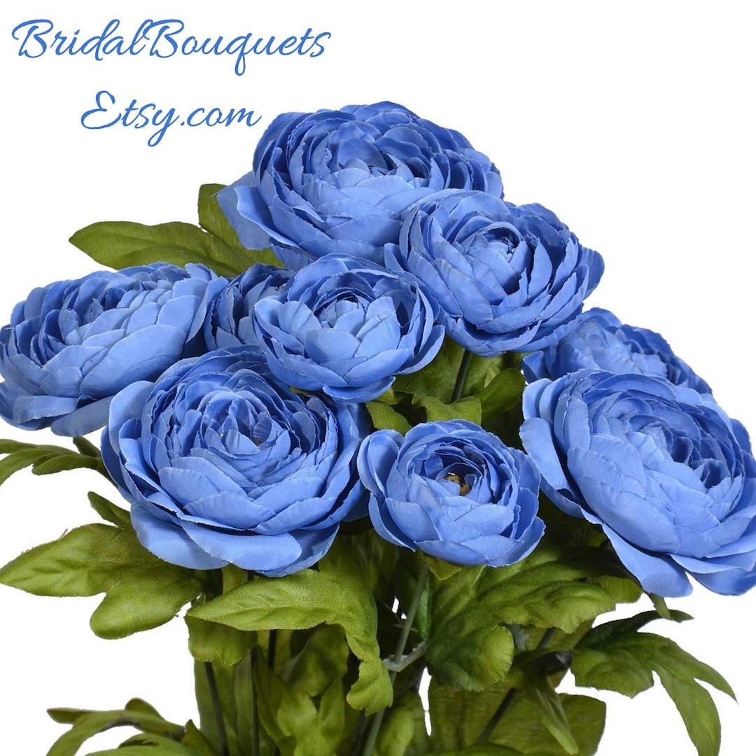 Steel Blue Flowers for Wedding Bouquets Home Decor Blue Silk Flowers