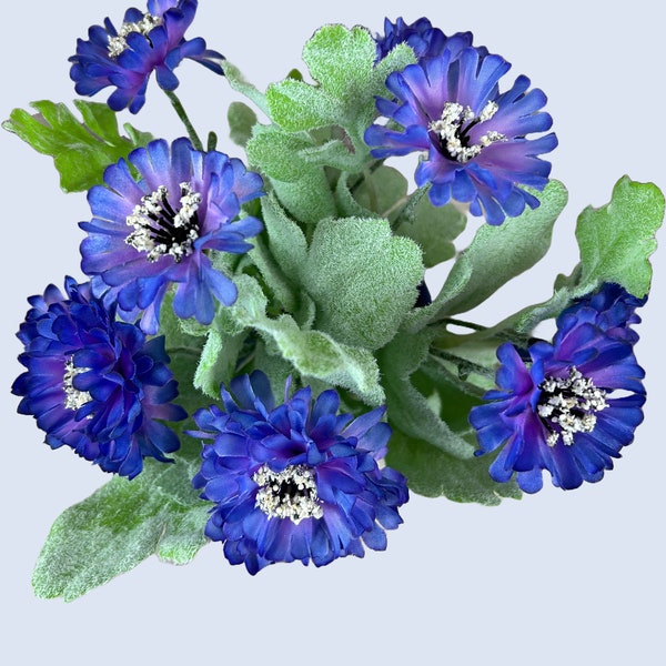 Fausses fleurs de bleuet bleuet artificielles en bouquet de fleurs en pot Mason de pinte de bleuet Fleurs de soie bleues bleues pour la décoration intérieure Bleuets pour les mariages