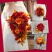 Artificial Red Fall in Love Rose and Sunflower Bridal Bouquet Set, Fall Bridal Flowers, Red Rose Wedding Flowers