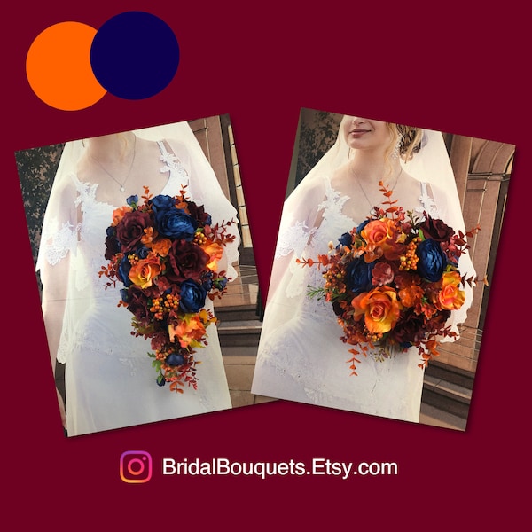 Bridal Flowers for Fall Wedding with Burgundy Wedding Flowers Navy Wedding Flowers Orange Wedding for Fall Bouquet with Berries