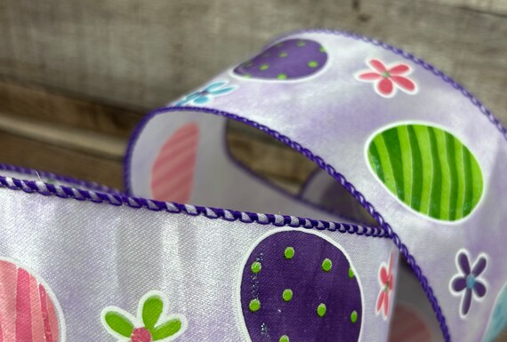 RUSPEPA Pasen jute lint set - groen/roze/blauw/geel jute lint, 38 mm breed x 4 kleuren totaal 20 meter stoffen lint voor feestdecoraties, doe-het-zelf