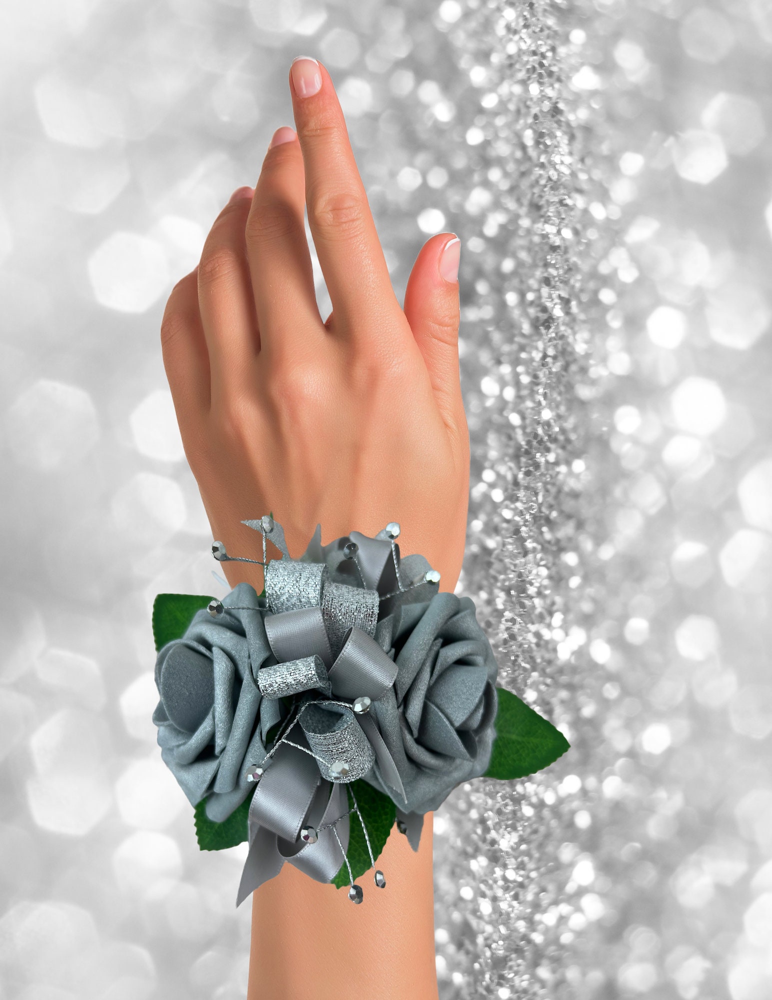 prom flowers for silver dress Black Orchid Prom Corsage or Boutonniere