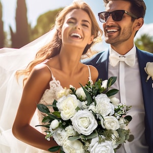 Bridal Bouquet White Wedding Bouquet White Bridesmaids Bouquet White Bridal Flowers for Bride Wedding Flowers White Bride's Bouquet