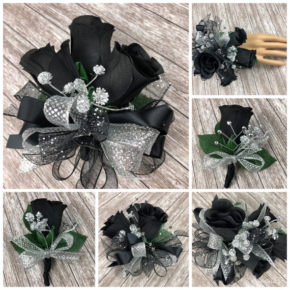 black and silver corsages for prom