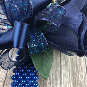 New Artificial Navy Rose Corsage, Blue Rose Mother's Corsage, Navy Boutonniere, Navy Prom Bout, Navy Prom Corsage image 5