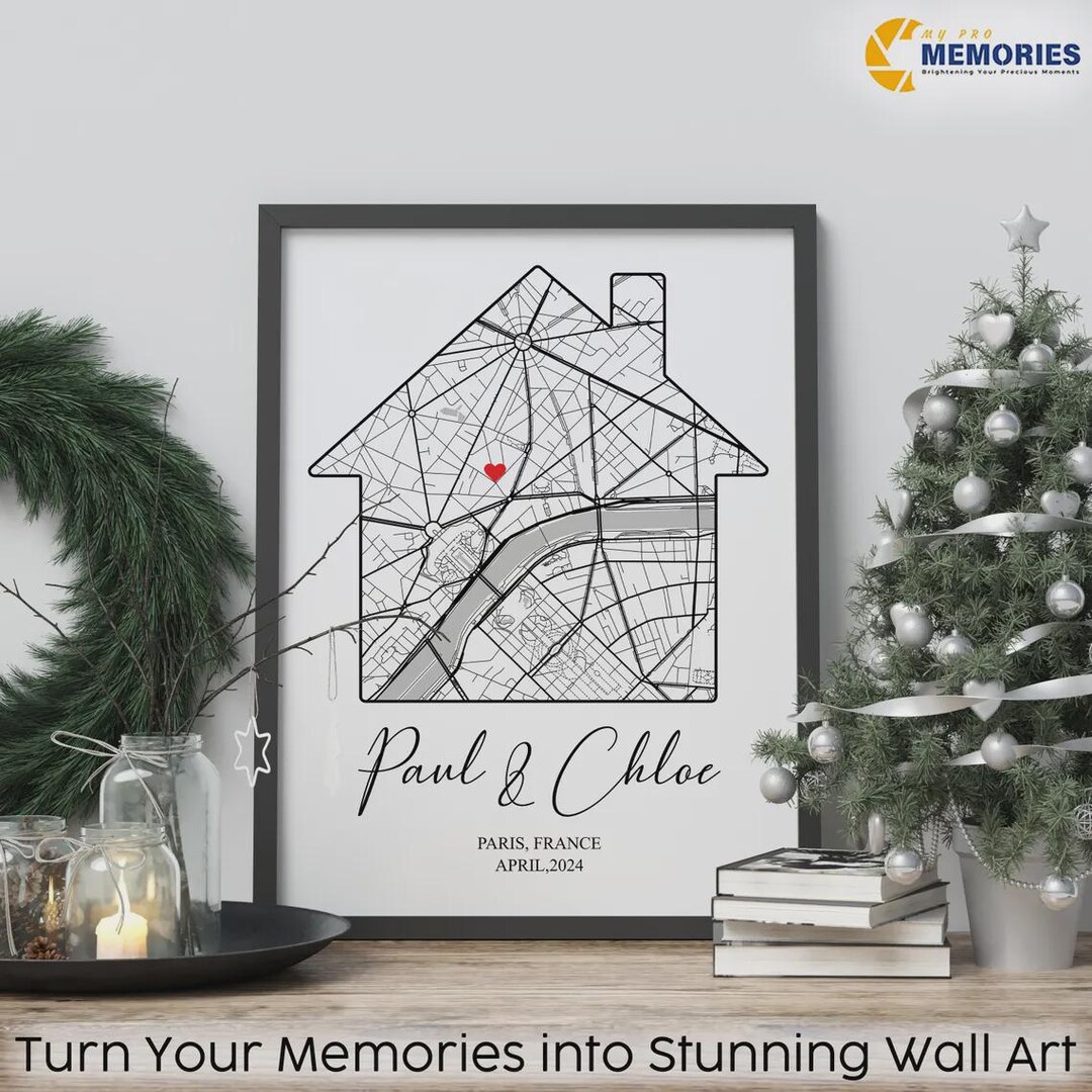 Personalised Map Print, Home Gift, New Home Gift, Custom House Map Art ...