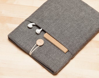 iPad sleeve, iPad case, iPad Pro 9.7 case, iPad Pro 10.5 sleeve, plain  - Frannel grey