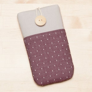 iPhone 12 Pro sleeve / Fairphone sleeve / iPhone X cover  /Huawei P20 case / fabric iphone 5 case - Red dots in grey