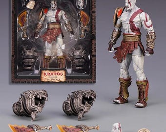 Kratos Actionfigur God of War Spielzeug mit Zubehör, Spartanischer Krieger Sammelfigur Gaming Character Modell Geschenk für Fans