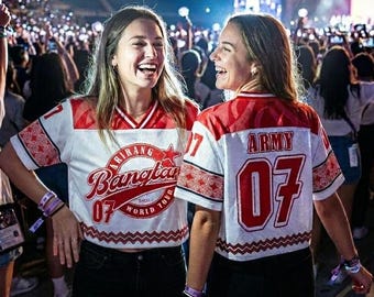 Arirang inspirierte Jersey mit V-Ausschnitt, individuelles Kpop Basketball-Shirt, 2026 World Tour Fan Merch, personalisiertes Armee-Outfit