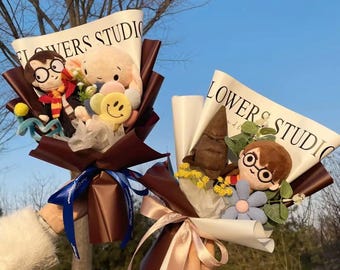 HUNKIS Verzauberter Zauberer Plüsch-Bärenstrauß - Weiches 35 cm Kuscheltier-Geschenk für Valentinstag, Weihnachten & Geburtstag