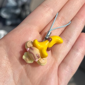 Kawaii Polymer Clay Monkey Phone Charm: Handmade Banana Accessory