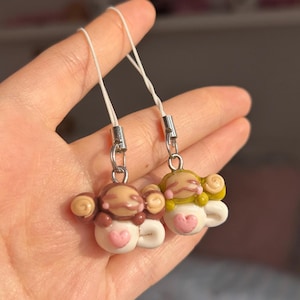 Cute Monkey Kawaii Cup DS/Phone Charm - “Matcha Latte” and “Hot Coco” | SugarMonkies